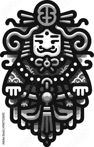 Premium Vector Mascot of a Cute Shogun, the Military Dictator of Feudal Japan, Sitting Comfortably and Holding a Small Decorative Item