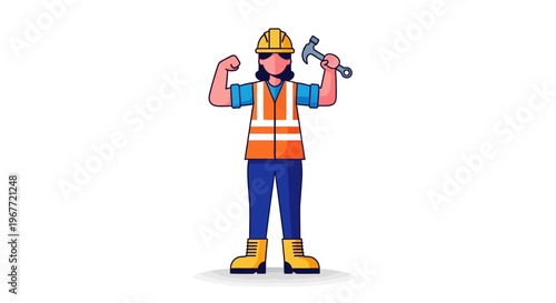 Skilled Construction Worker Displaying Strength While Holding Hammer, Symbolizing Capability and Dedication in Trades