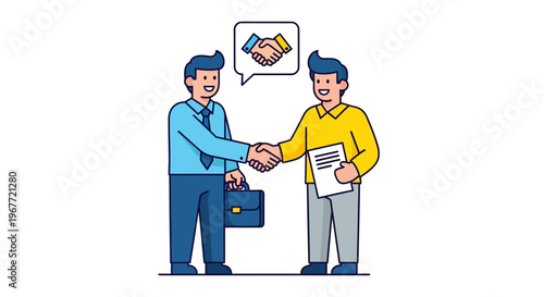 Handshake between two businessmen, illustration symbolizing agreement and partnership in business deals