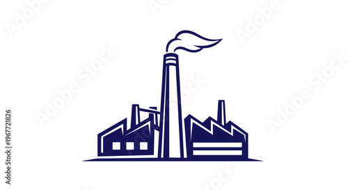 Industrial Complex with Smokestack - Factory Buildings and Pollution