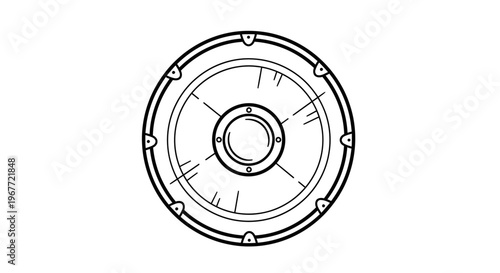 Industrial Component with Radial Spokes and Mounting Holes - Technical Illustration