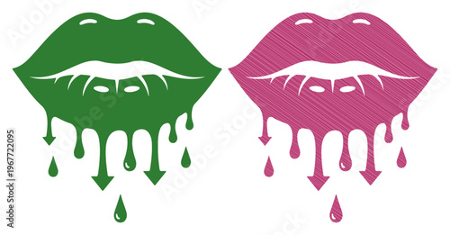 Vibrant lips with dripping paint symbolizing expression and creativity