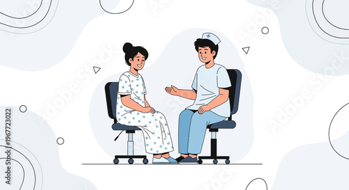 Doctor consulting patient in hospital room, healthcare consultation, medical care