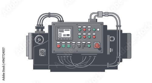 Industrial Control Panel with Digital Display and Buttons
