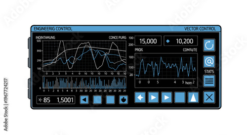 Industrial Control Panel Display with Data Visualization and Monitoring Interface