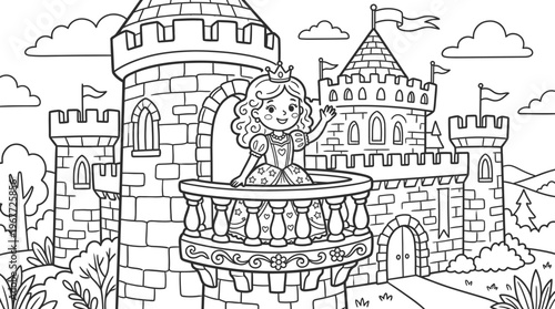 Little girl standing on balcony smiling.