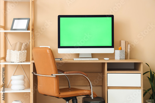 Modern computer with blank ...