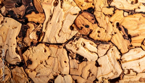 Close up of natural brown cork wood texture background