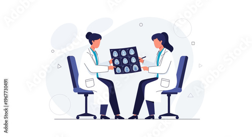 Doctors examining MRI scan, medical consultation, healthcare professionals discussing patient diagnosis