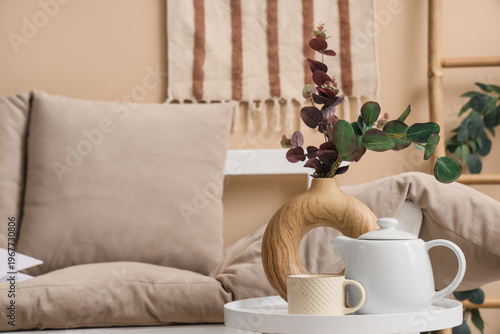Vase with eucalyptus branch...