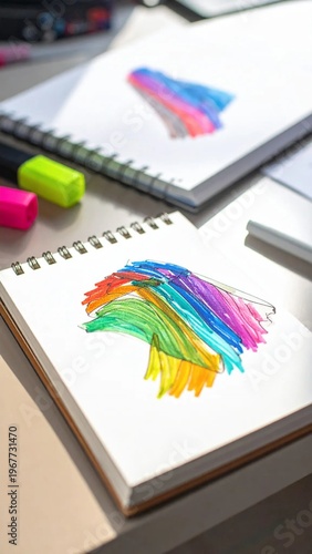 Wallpaper Mural Vibrant Rainbow Swirls on Sketchbook Pages with Markers. Torontodigital.ca