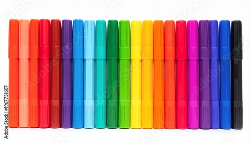 Wallpaper Mural Vibrant Row of Colorful Marker Pens on White Background. Torontodigital.ca