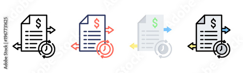 Transaction History icon set multiple style collection