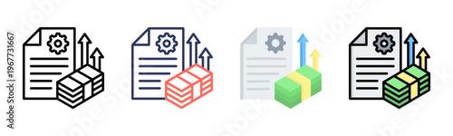 Cost icon set multiple style collection