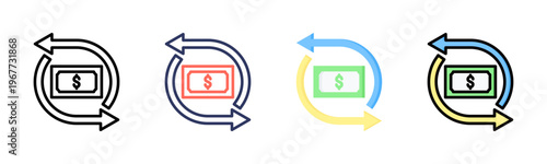 Cash Flow icon set multiple style collection