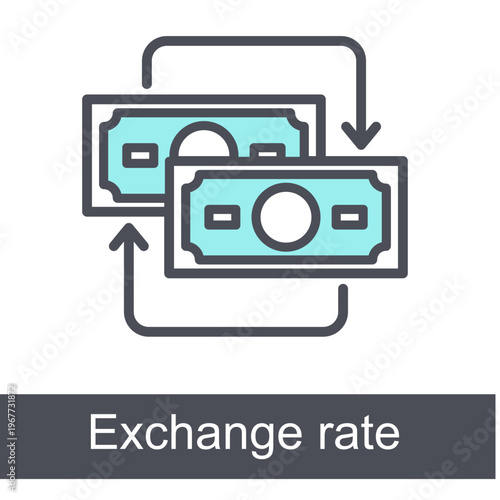 Exchange Rate Blue Vector Icon On White Background 