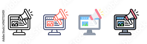 Advertsing icon sheet multiple style collection