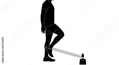 Man doing ankle resistance band exercise for leg strengthening