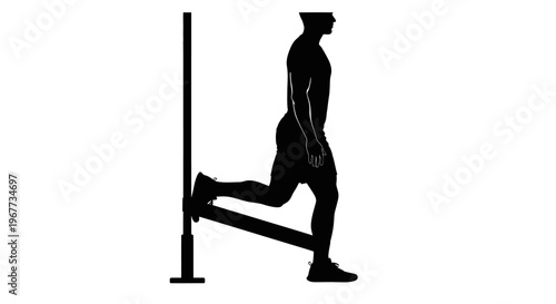 Man performing single leg squat with resistance band for fitness