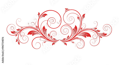 Red floral swirl design element.