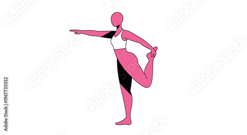 Stylized woman doing quadriceps stretch in abstract graphic art
