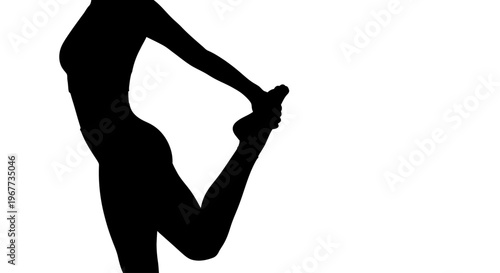 Cropped silhouette of a woman stretching her leg for exercise