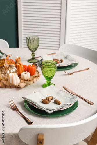 Stylish autumn table settin...