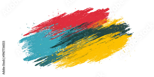Artistic watercolor illustration of the grunge flag of Germany and Belgium featuring a colorful ink splash design with a paint brush splatter texture on paper vector pattern