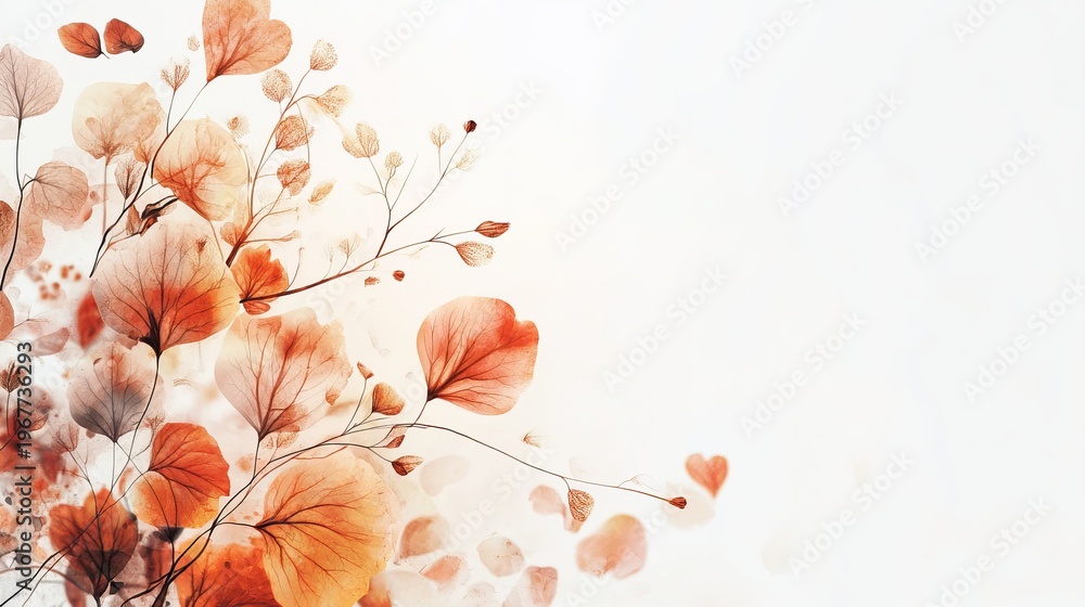 Obraz premium Autumn abstract floral background with organic lines and textures art