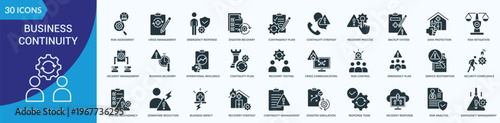 Business Continuity Icon Pack Illustration Vector Glyph Style 
