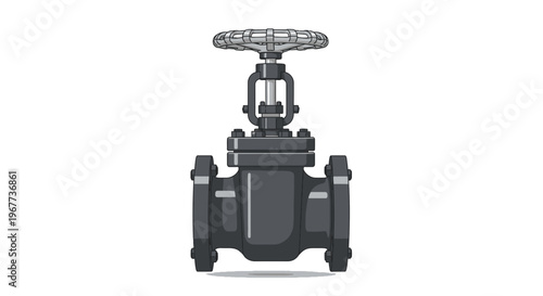 Industrial Gate Valve with Handwheel, Isolated on White Background