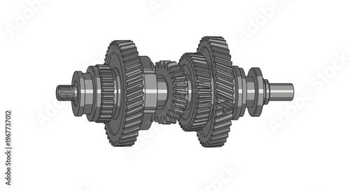 Industrial Gearbox Components Assembly - Mechanical Engineering Detail