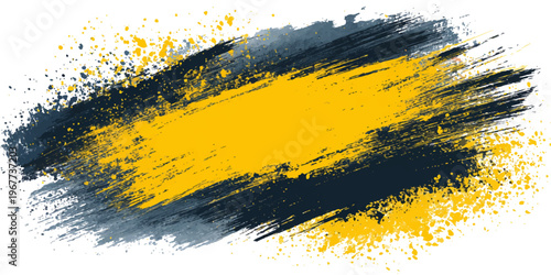 Abstract grunge flag of Ukraine design featuring a colorful watercolor paint splash and ink splatter texture on an old paper backdrop illustration