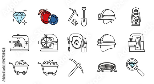 Mining Industry Icons and Symbols.