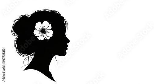 Elegant Woman Silhouette with Floral Updo