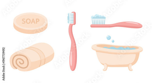 Bathroom Hygiene Items Soap Towel.