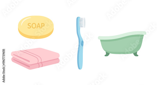 Bathroom Hygiene Products and Tub.