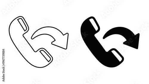 Incoming Phone Call Icon  Receiving Call, Customer Support, and Communication Symbols in Outline and Solid Flat Styles