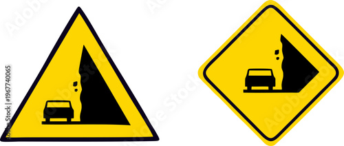 Falling Rocks Landslide Warning Yellow Traffic Signs