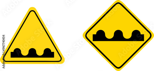 Uneven Road Surface Warning Yellow Traffic Signs