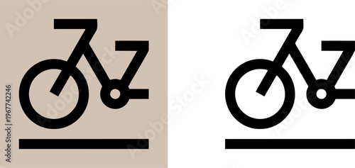 Bicycle Path Minimalist Outline Vector Icon Set