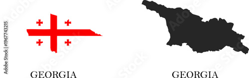 Georgia Map Vector Silhouette with National Flag Pattern