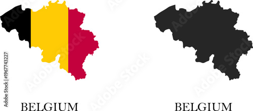 Belgium Map Vector Silhouette with National Flag Pattern