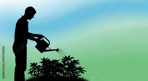 Earth Day People Silhouette Collection – Sustainability, Environment & Eco Lifestyle Gradient Background Vector