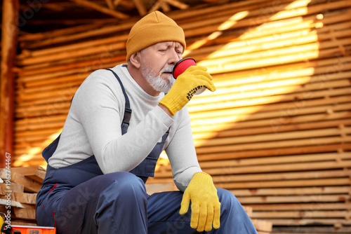 Mature male carpenter with ...