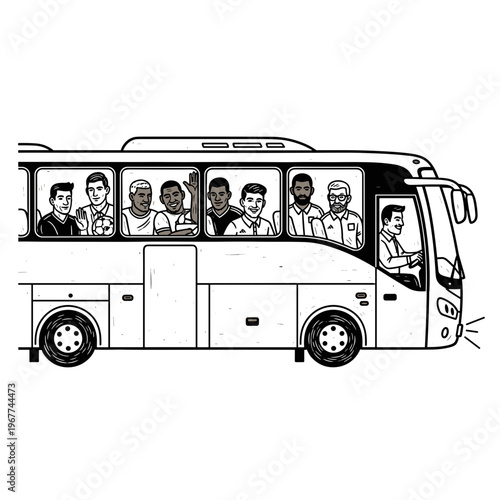 Vector Pinocut A bus with passengers inside.