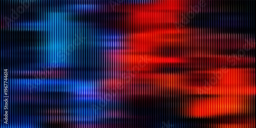 Futuristic ribbed texture with fractal glass effect and smooth fluted vertical lines of rainbow neon gradient. Bold and dynamic design blending bright colors and geometry visuals. Vector illustration