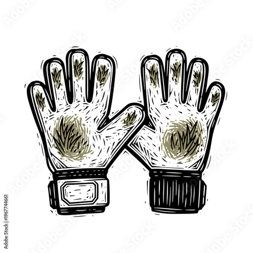 Vector Pinocut Dirty soccer goalkeeper gloves after the match.