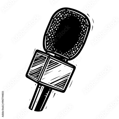 Vector Pinocut A microphone illustration for journalism and broadcast purposes.