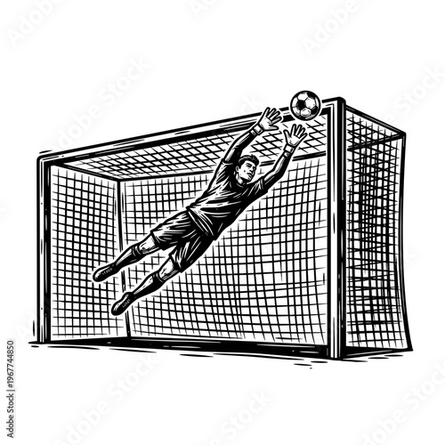 Vector Pinocut A goalkeeper diving to save a soccer ball